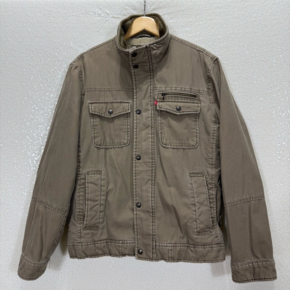 Levi’s Sherpa Lined Utility Jacket Men’s Medium Brown Cotton Military Workwear